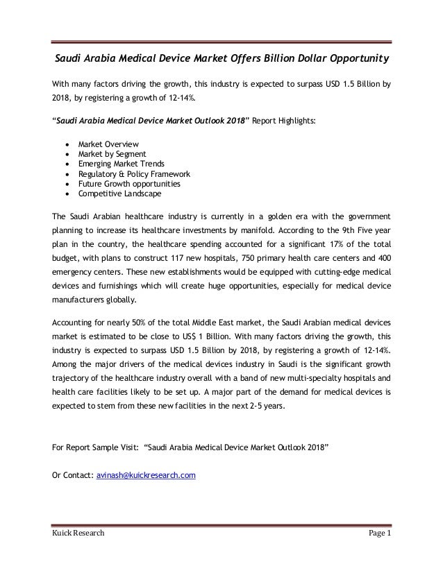 Saudi arabia medical device market offers billion dollar