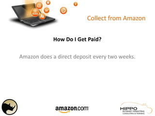 Collect from Amazon
How Do I Get Paid?
Amazon does a direct deposit every two weeks.
 