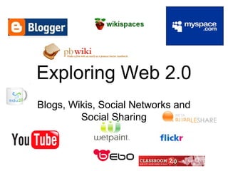 Exploring Web 2.0
Blogs, Wikis, Social Networks and
Social Sharing

 