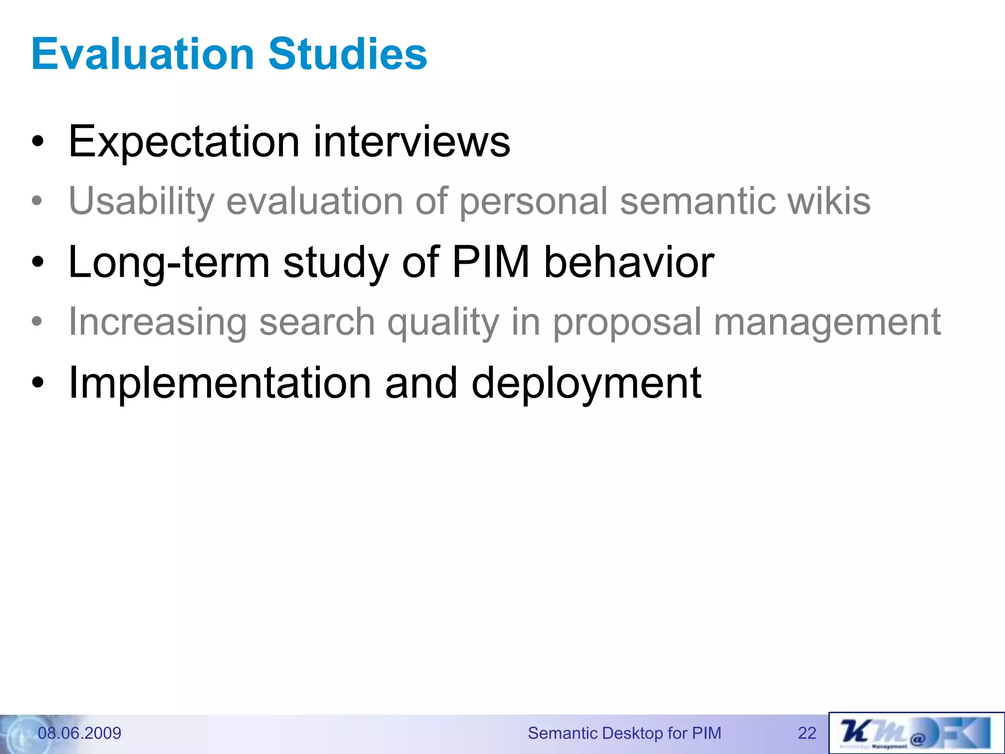 The Gnowsis Semantic Desktopapproach to Personal InformationManagement - Dissertation defence talk