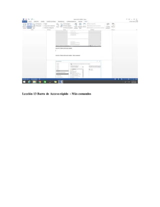 Lección 13 Barra de Acceso rápido - Más comandos
 