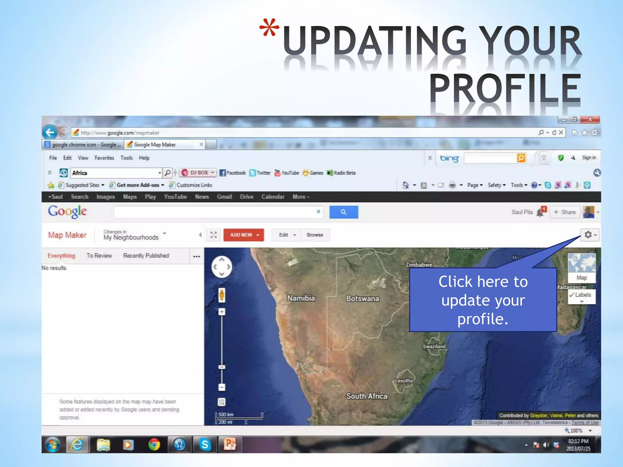 *
Click here to
update your
profile.
