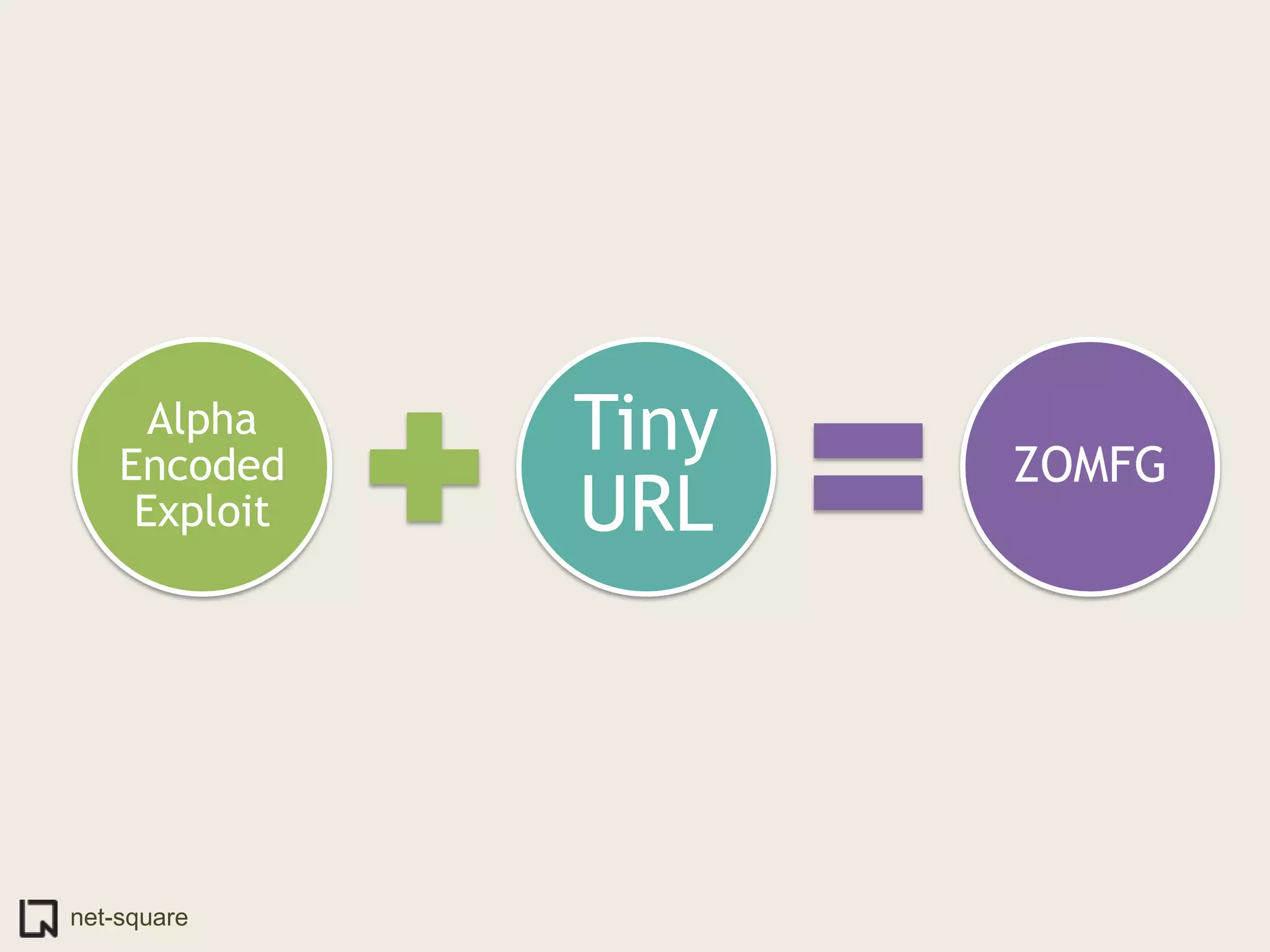 Alpha
    Encoded
               Tiny   ZOMFG
     Exploit   URL




net-square
 