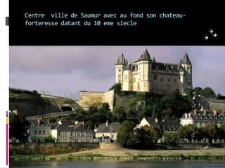 Centre ville de Saumur avec au fond son chateau-
forteresse datant du 10 eme siecle
 
