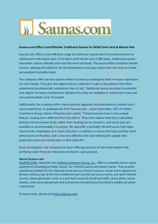 offers cost effective traditional saunas for relief from