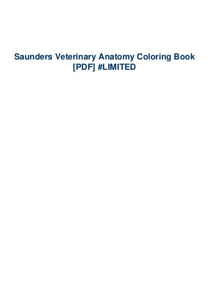 Saunders Veterinary Anatomy Coloring Book [PDF] #LIMITED