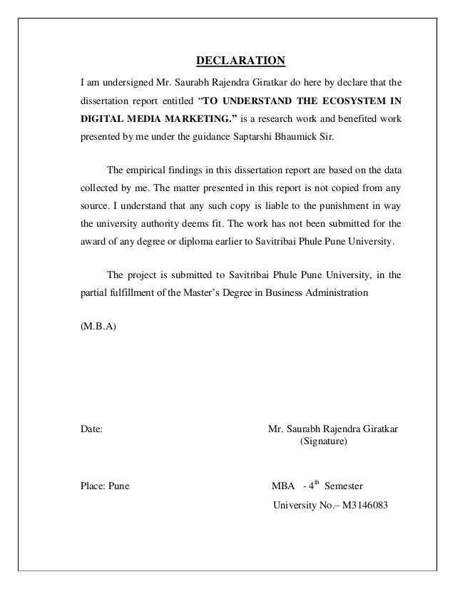 Dissertation report on marketing