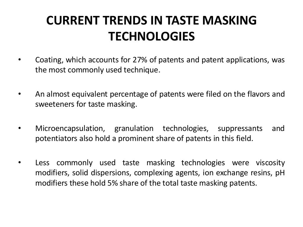 Taste masking approaches
