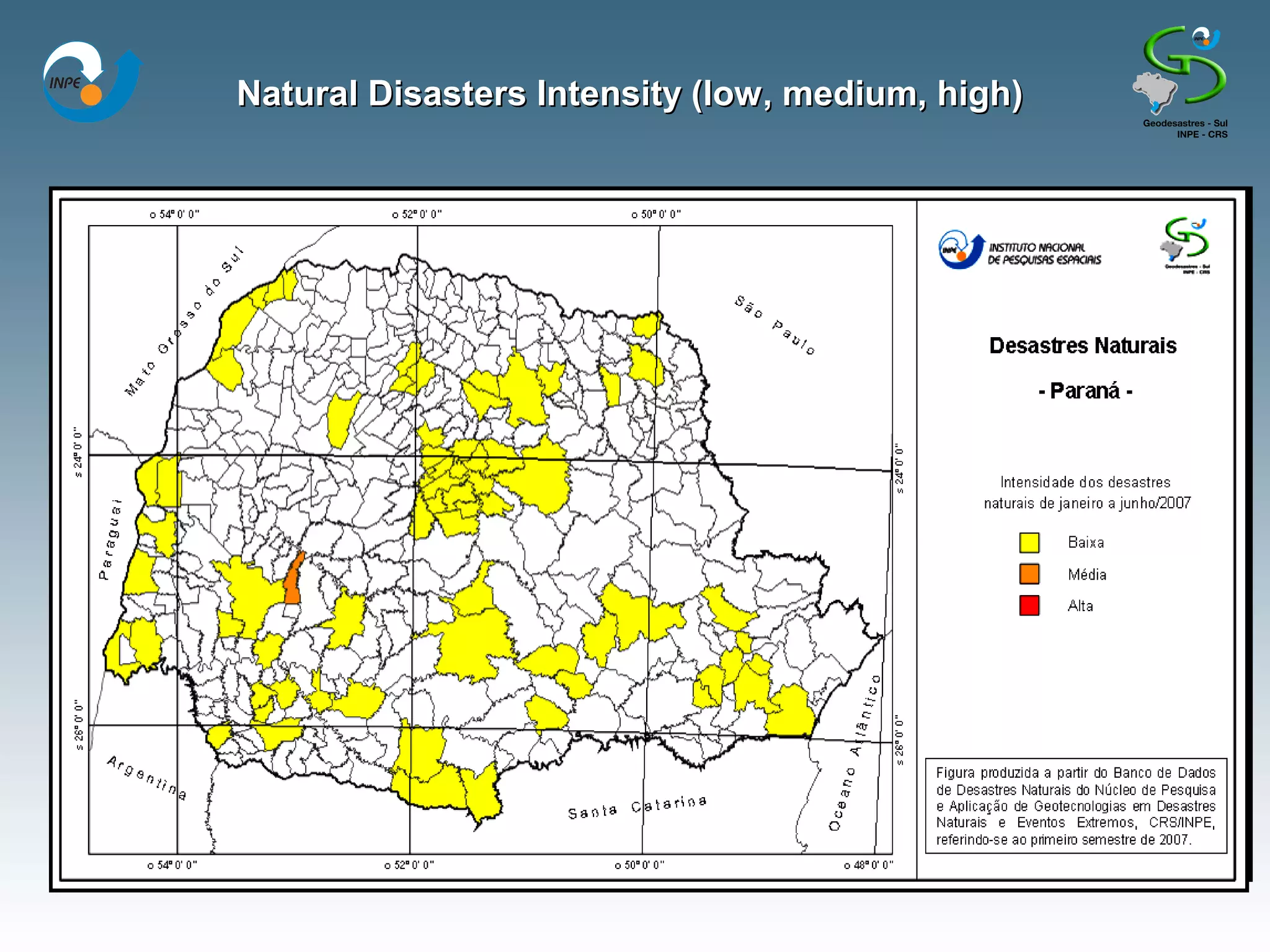 Natural Disasters Intensity (low, medium, high)
 