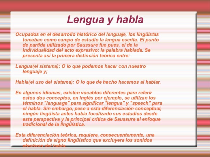 Ferdinand De Saussure Lengua Y Habla