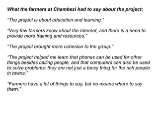 Sauti ya wakulima: using mobile phones to make the voices of rural farmers in Tanzania heard.