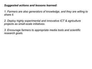 Sauti ya wakulima: using mobile phones to make the voices of rural farmers in Tanzania heard.