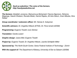 Sauti ya wakulima: using mobile phones to make the voices of rural farmers in Tanzania heard.