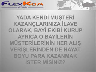 YADA KENDİ MÜŞTERİ
 KAZANÇLARINIZA İLAVE
OLARAK, BAYİ EKİBİ KURUP
   AYRICA O BAYİLERİN
MÜŞTERİLERİNİN HER ALIŞ
VERİŞLERİNDEN DE HAYAT
 BOYU PARA KAZANMAK
     İSTER MİSİNİZ?
 