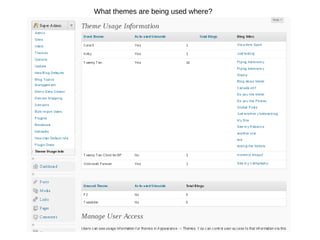 What themes are being used where?  