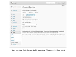 User can map their domain & pick a primary. (Can do more than one.) 