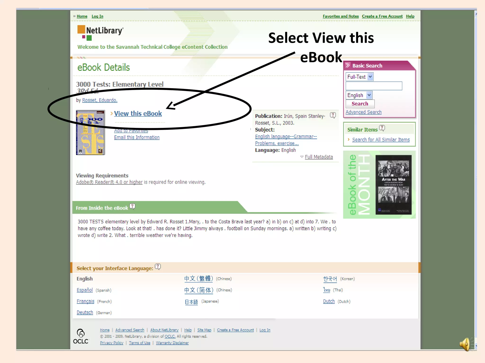 Select View this
eBook
 