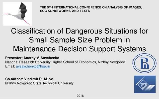vladimir milov and andrey savchenko classification of dangerous si small sample size problem