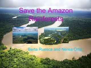 Save the Amazon
Rainforests
Berta Ruesca and Nerea Ortiz
 