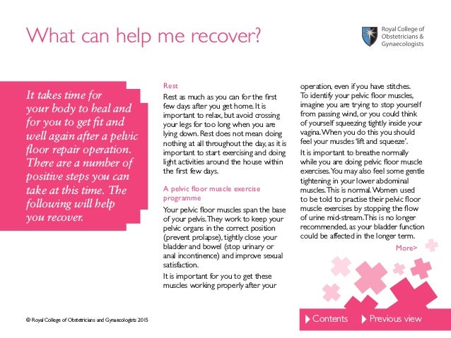 Information For You After A Pelvic Floor Repair Operation