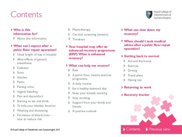 Information For You After A Pelvic Floor Repair Operation