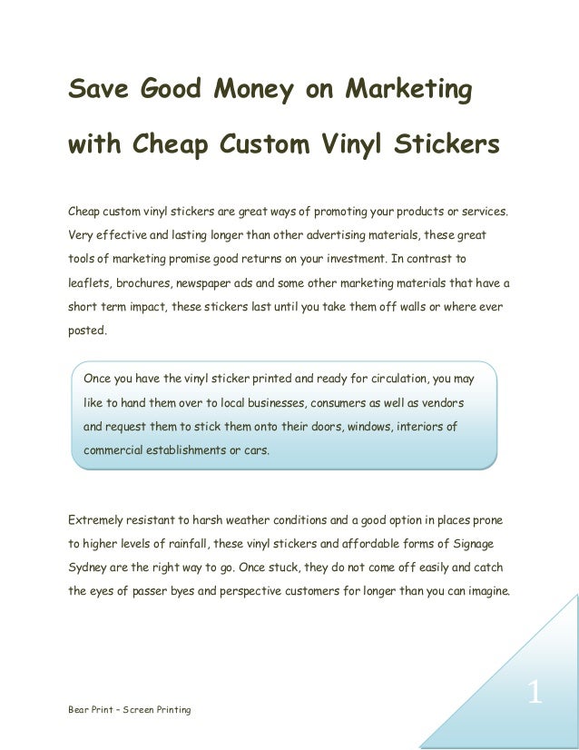 save good money on marketing with cheap custom vinyl stickers
