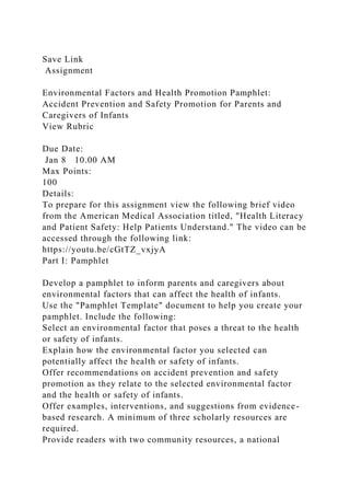 Save Link AssignmentEnvironmental Factors and Health Promotion.docx
