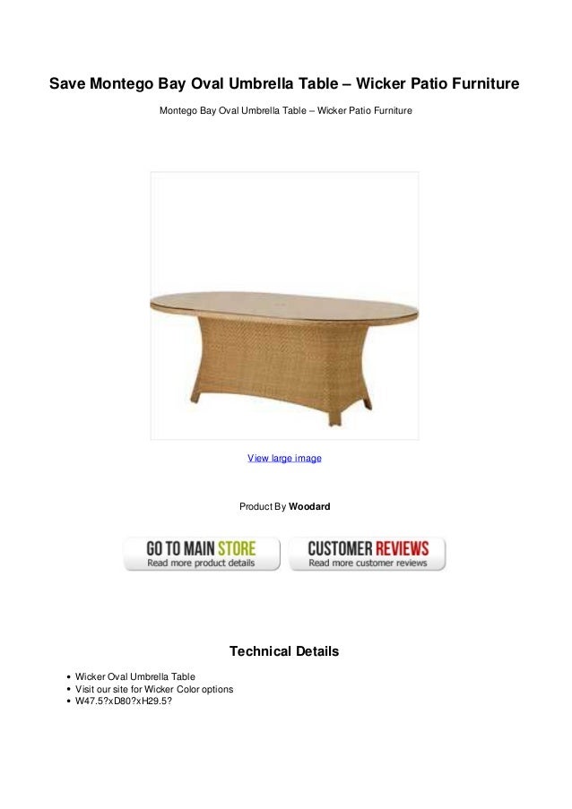 Save Montego Bay Oval Umbrella Table Wicker Patio Furniture