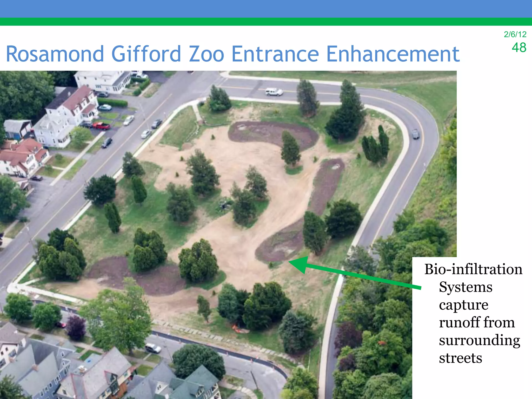 2/6/12

Rosamond Gifford Zoo Entrance Enhancement          48




                                     Bio-infiltration
                                       Systems
                                       capture
                                       runoff from
                                       surrounding
                                       streets
 