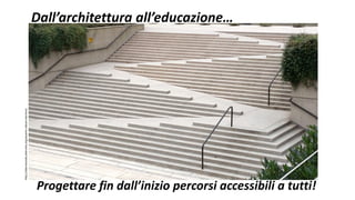 Progettare fin dall’inizio percorsi accessibili a tutti!
Dall’architettura all’educazione…http://sbarrierando.altervista.org/sesame-robson-barriere/
 