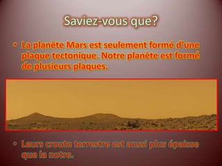 Je conclu que…J’ai appris que la planète Mars est une planète étrange, sans vie ou oxygène.J’ai aimé faire ce projet parce que j’ai pu agrandir mes connaissances à propos de cette planète. J’ai retenu que nous devons spécifié que nous voulons rechercher à propos de la planète Mars et non « Bruno Mars ».
