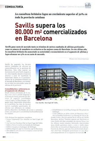 Savills - Comercialización de 80.000 m2 en Barcelona - Interempresas