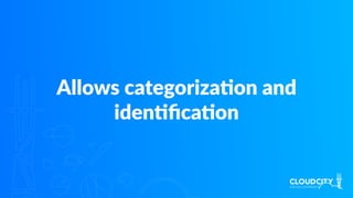 Allows categorizaJon and
idenJﬁcaJon
 
