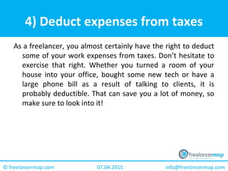 31.03.2015 info@freelancermap.com© freelancermap.com
C) Of business, life and everything else
(cont'd)
TED Talks is mainly a site rather than a Facebook page, but we thought it
deserved an honorable mention. It is all about great speakers who
deliver the most thought-provoking, inspiring and amazing content.
TED is among the most interesting sites on the Internet, so you should
check it out if you don’t know it yet. And with their Facebook page,
knowing when a new video pops out or discussing it with fellow fans
couldn’t be easier.
And last but not least, our very own freelancermap International. We
recently reached a milestone of 2,000 fans and couldn’t be more
excited about continuing to deliver the content that you signed up for.
Learn straight away about our newest and hottest projects, the most
interesting news technology has to offer and benefit from our
freelancer tips! Thank you all for the support and keep liking those
articles, it really helps!
 