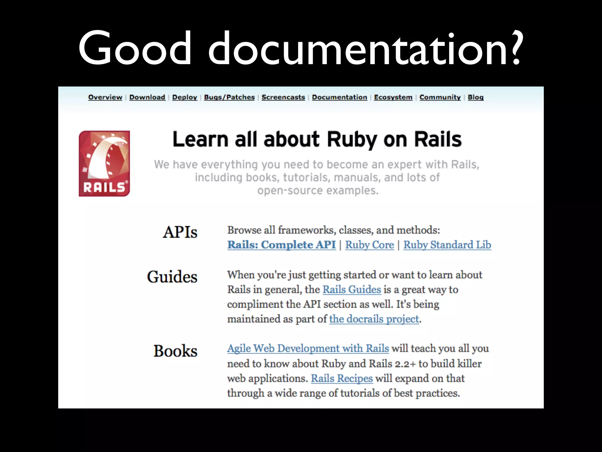 Good documentation?
 