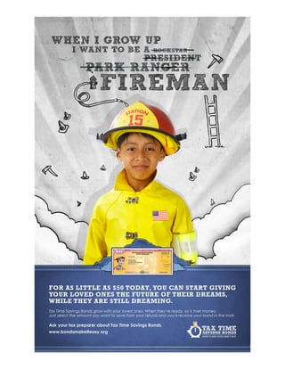 Savings Bond Fireman Dream Tax Time Poster