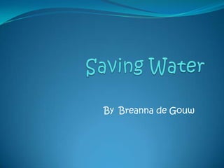 Saving Water  By  Breanna de Gouw 