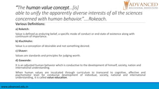 “The human value concept…[is]
able to unify the apparently diverse interests of all the sciences
concerned with human beha...