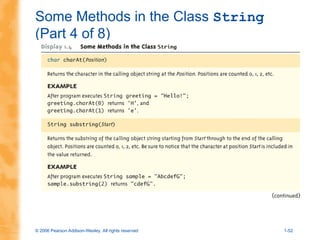 © 2006 Pearson Addison-Wesley. All rights reserved 1-52
Some Methods in the Class String
(Part 4 of 8)
 