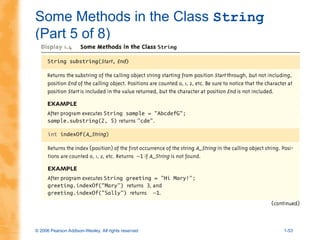 © 2006 Pearson Addison-Wesley. All rights reserved 1-53
Some Methods in the Class String
(Part 5 of 8)
 