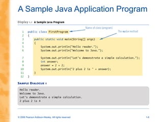 © 2006 Pearson Addison-Wesley. All rights reserved 1-8
A Sample Java Application Program
 