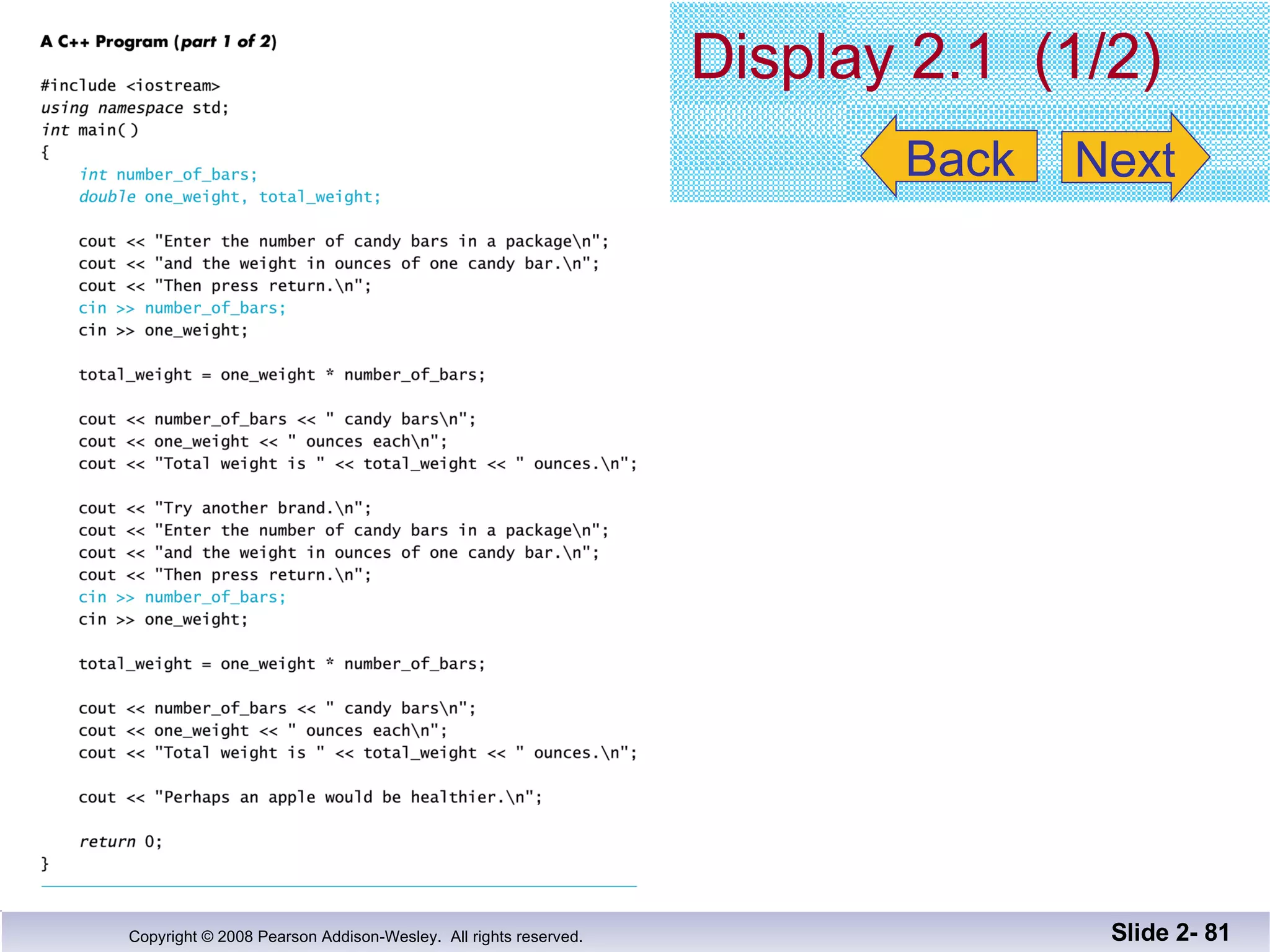 Display 2.1  (1/2) Slide 2-  Back Next 