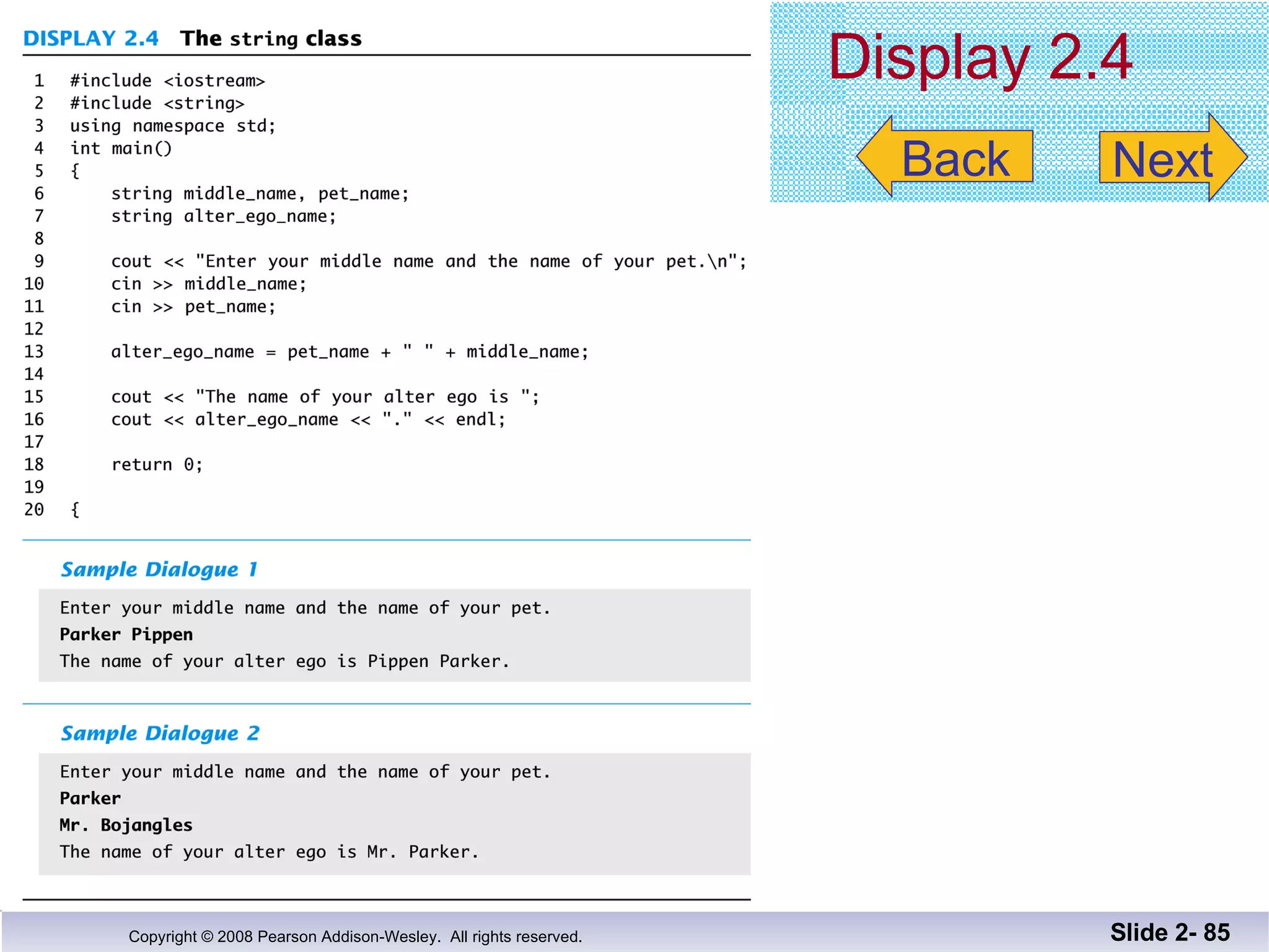 Display 2.4 Slide 2-  Back Next 