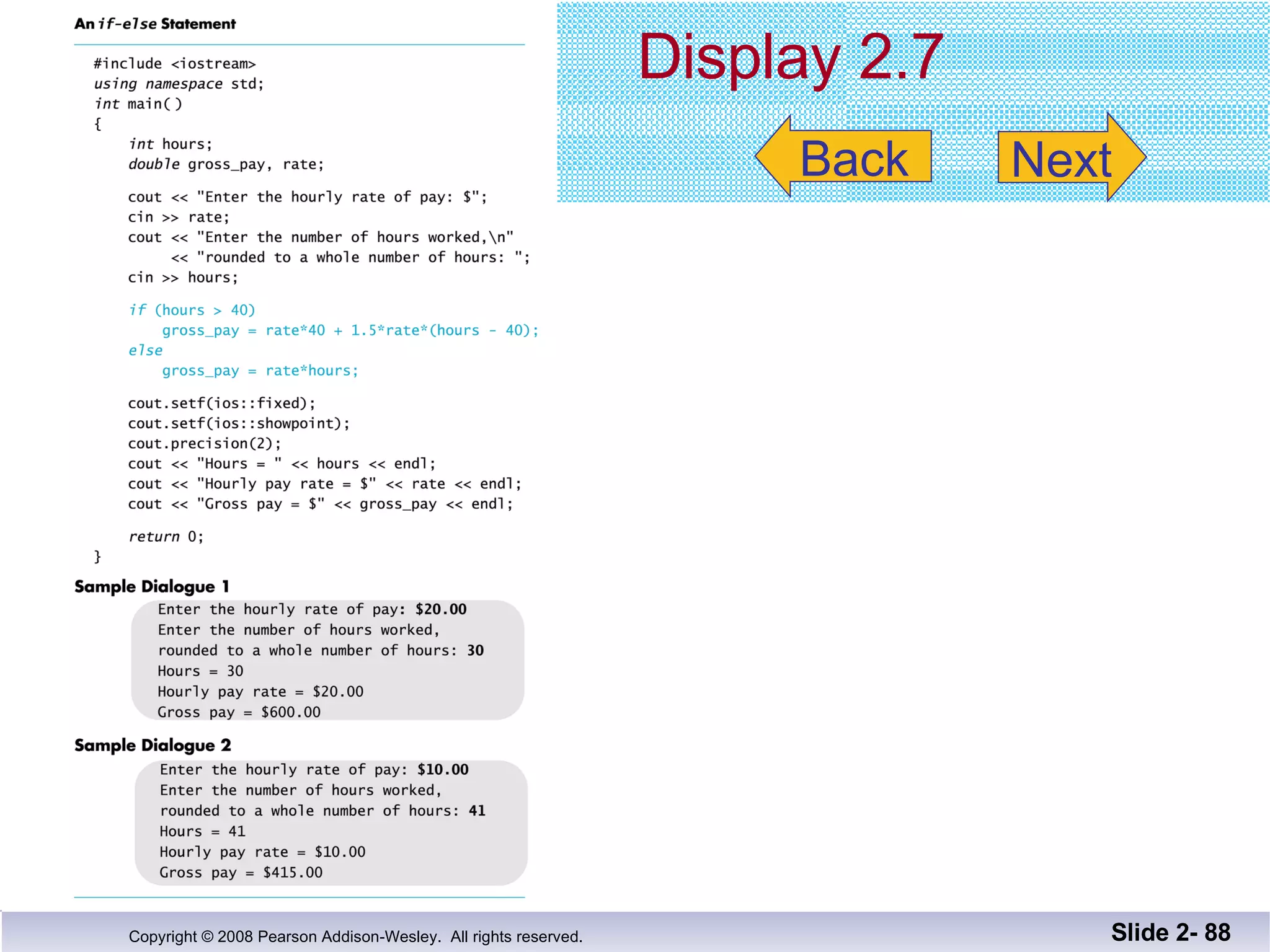 Display 2.7 Slide 2-  Back Next 