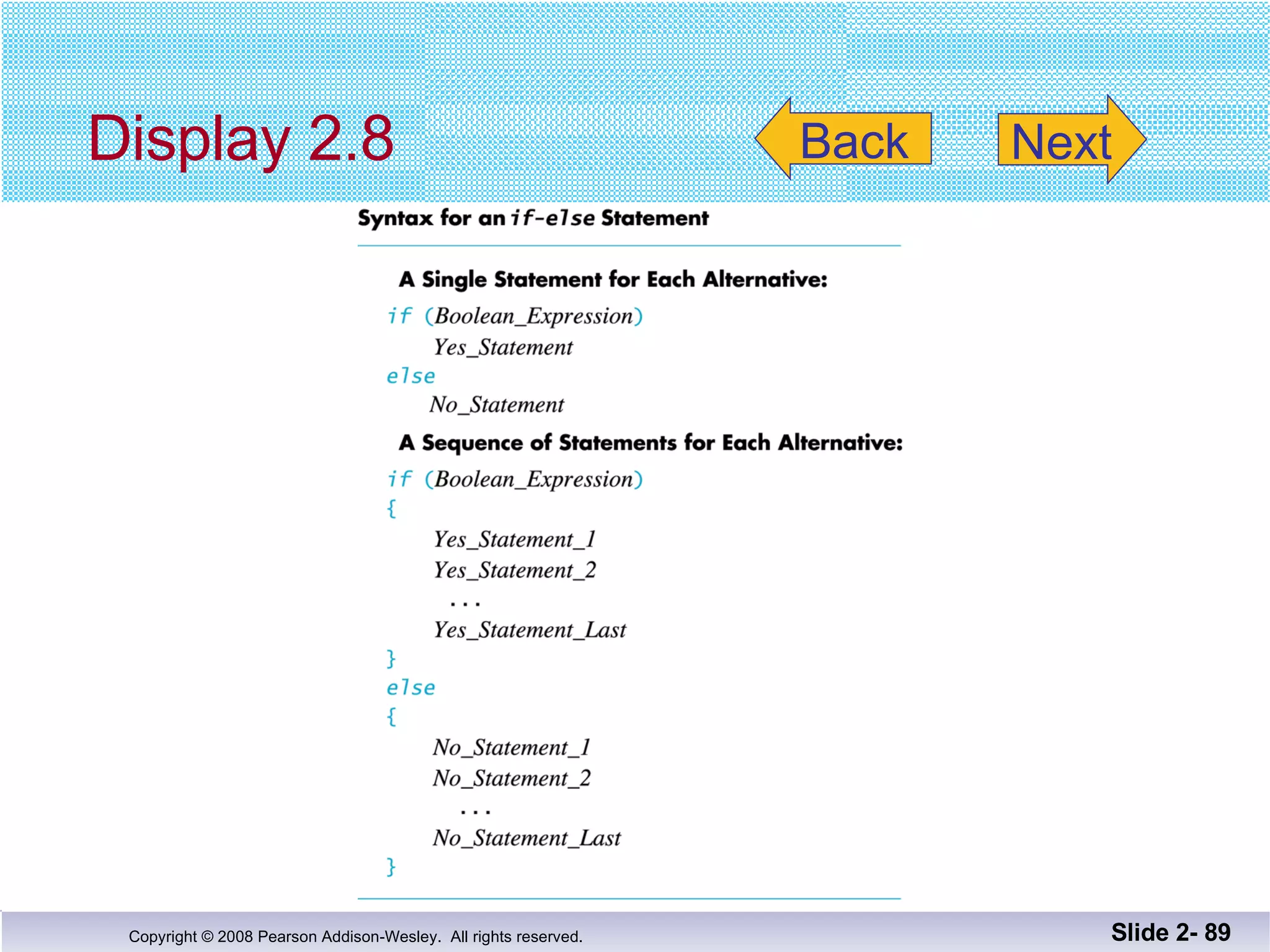 Display 2.8 Slide 2-  Back Next 