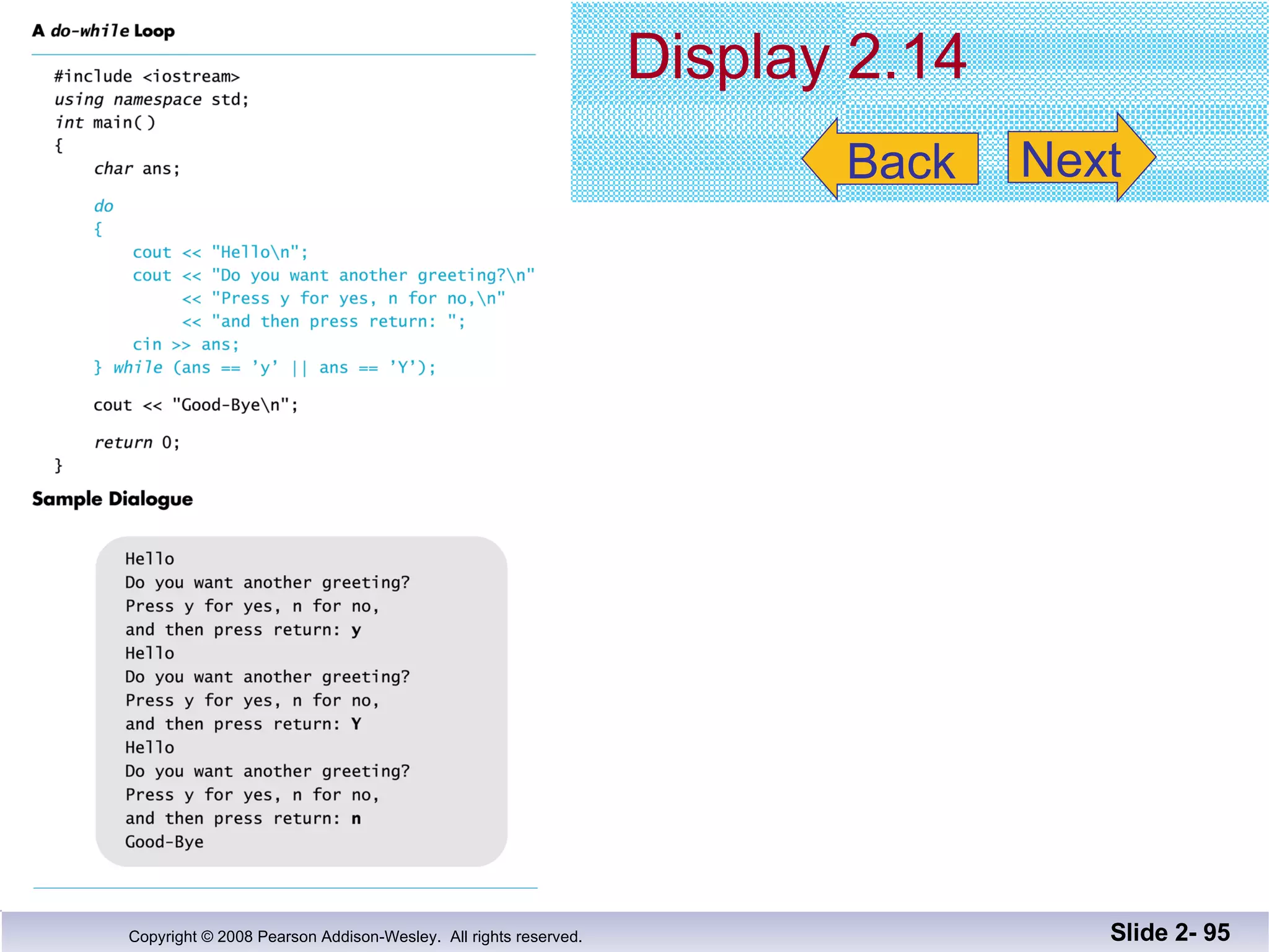 Display 2.14 Slide 2-  Back Next 