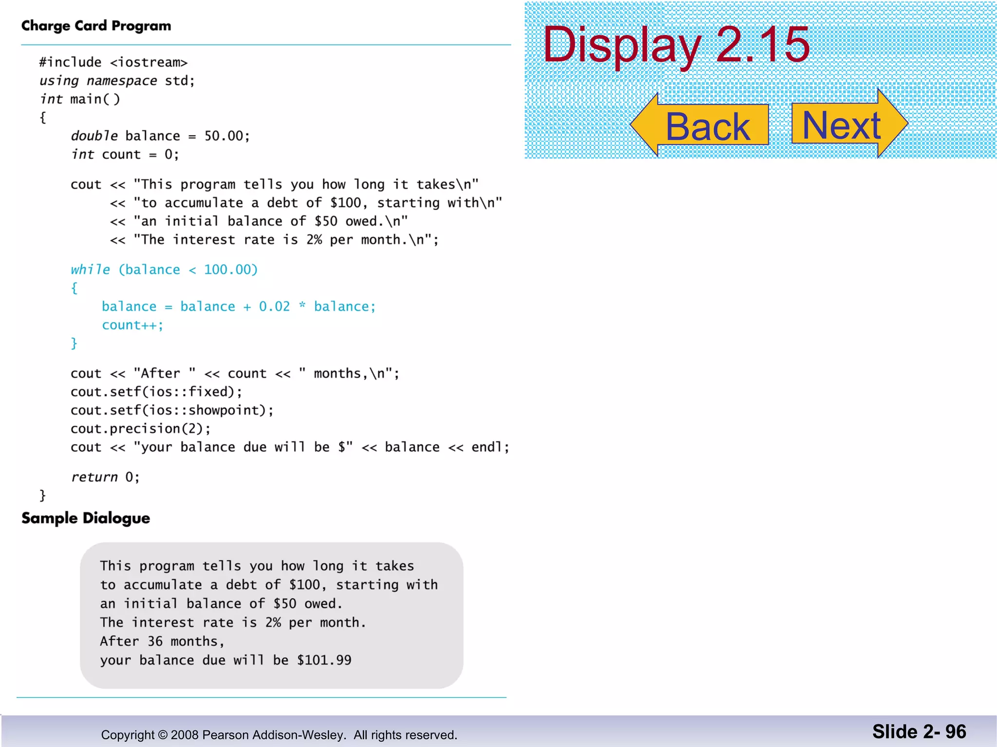 Display 2.15 Slide 2-  Back Next 