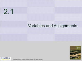 2.1 Variables and Assignments 