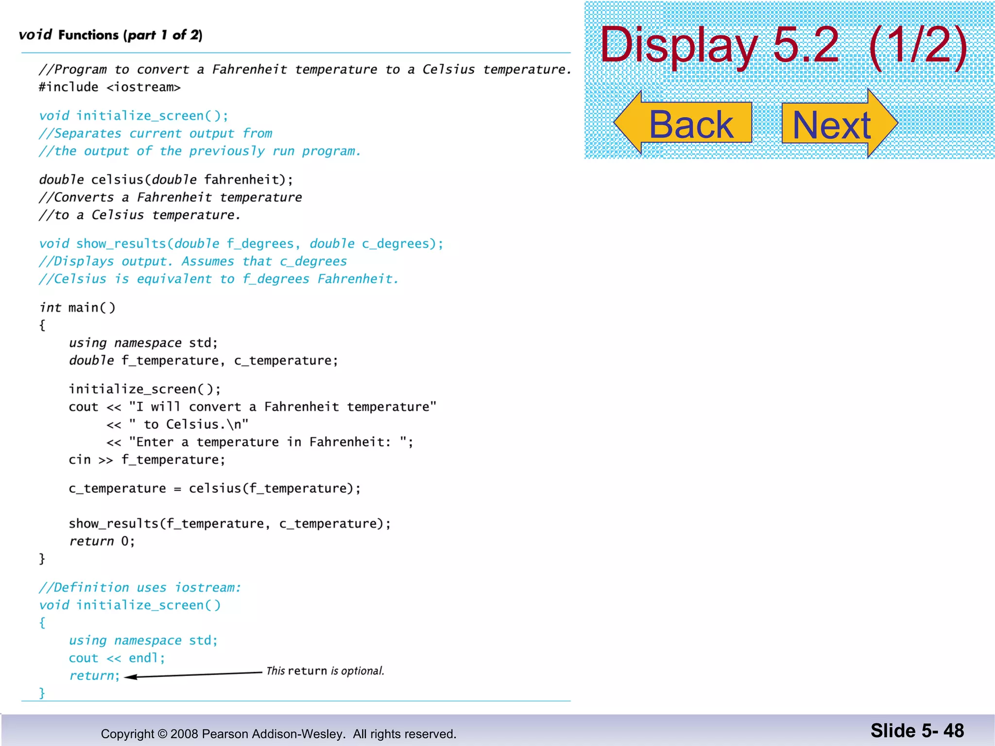 Display 5.2  (1/2) Slide 5-  Back Next 
