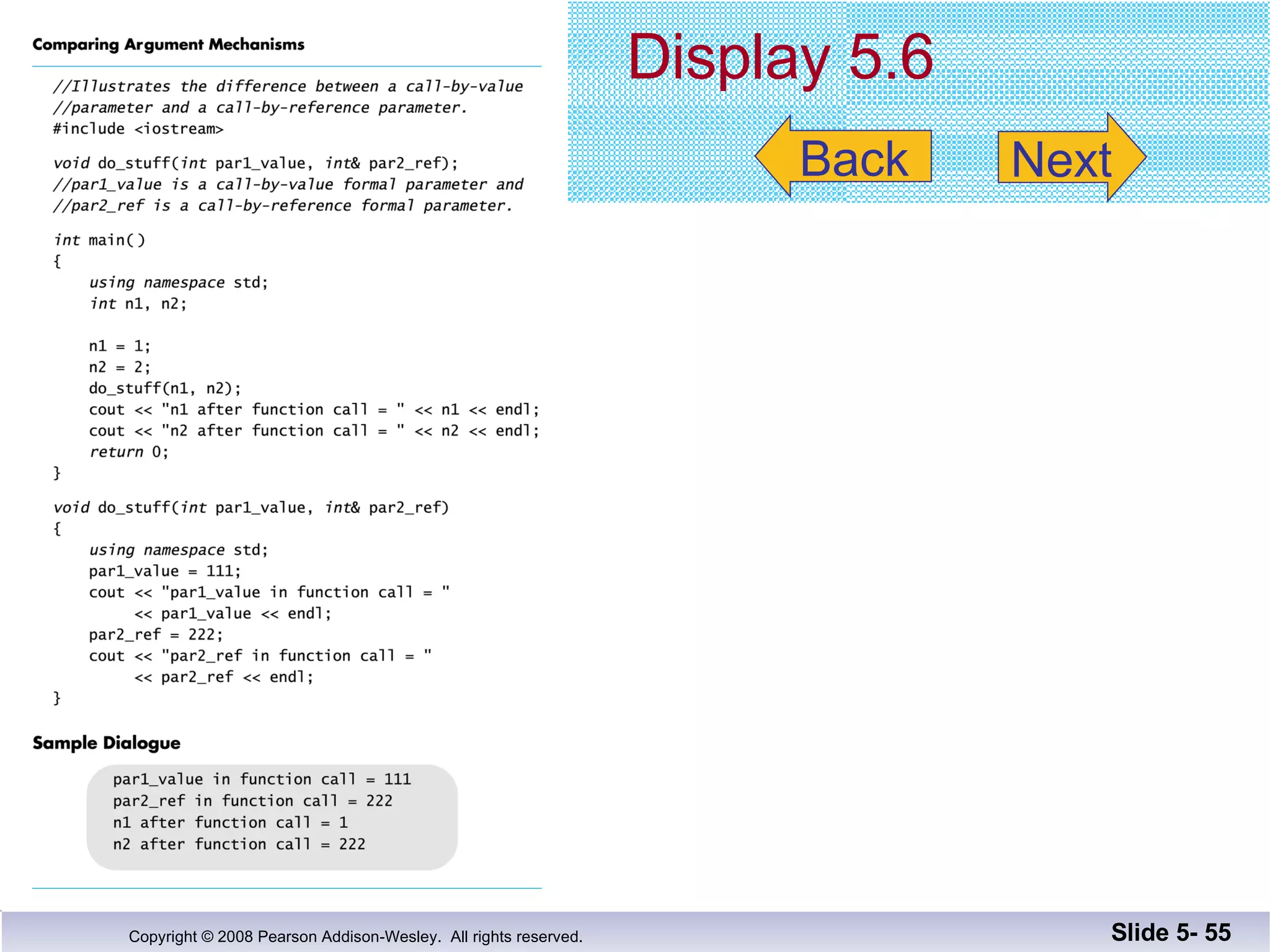 Display 5.6 Slide 5-  Back Next 